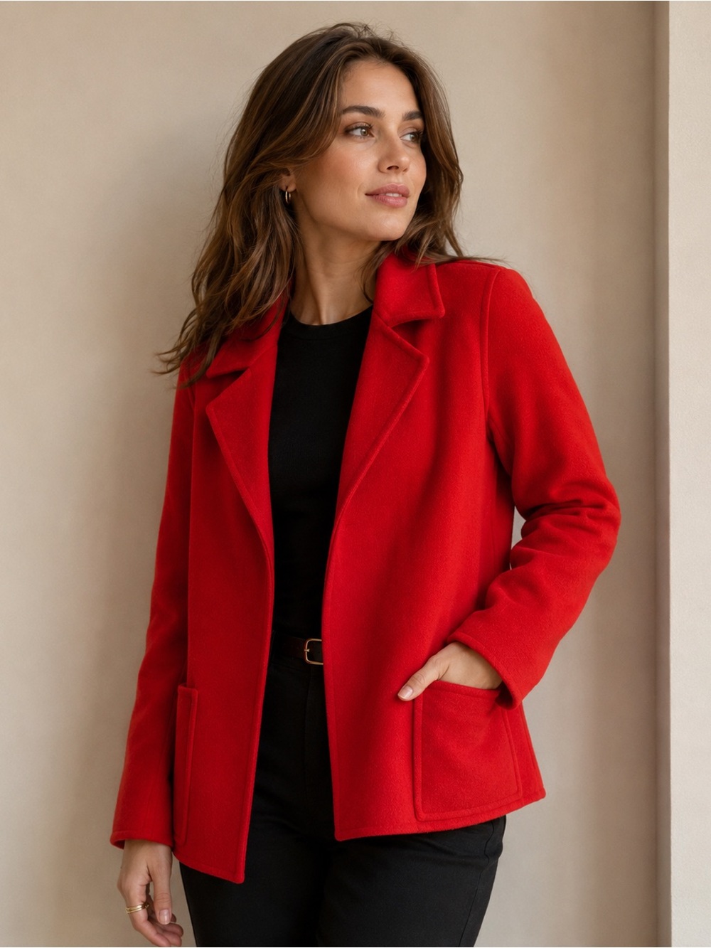Vintage Linda Allard Ellen Tracy red wool jacket in Petite Size 4